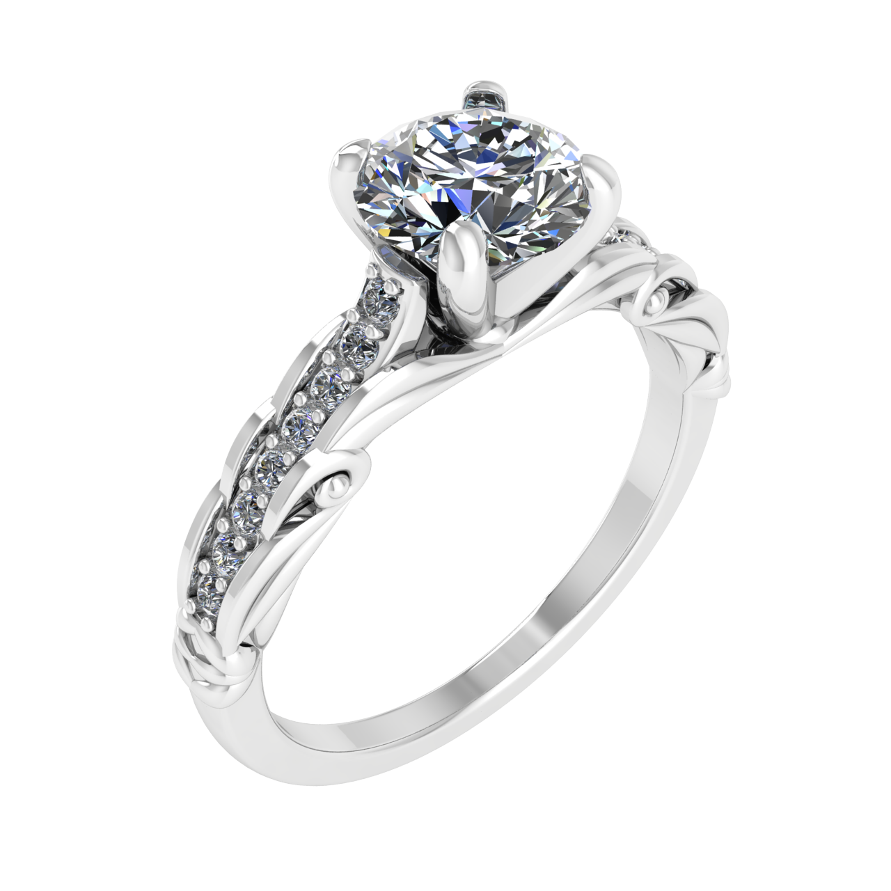 ACCENTED CATHEDRAL  6.50mm ROUND ENGAGEMENT RING